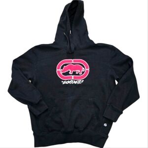 Ecko Unltd Hoodie Mens Size Large Black Red Rhino Logo Pullover Streetwear Skate
